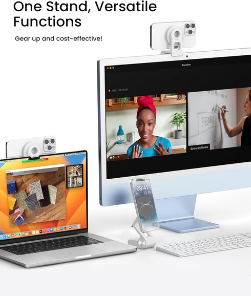 Continuity Camera Mount for Desktop Monitor & iMac, Detachable iPhone Webcam Mount, Adjustable Magnetic Phone Stand for iPhone 15/14/13/12 and Mac...