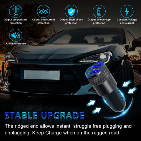 2 Pack Car Charger, 3.4a Fast Charge Dual Port USB Cargador Carro Lighter Adapter for iPhone 14 13 12 11 Pro Max X XR XS 8 Plus 6s, iPad, Samsung ...