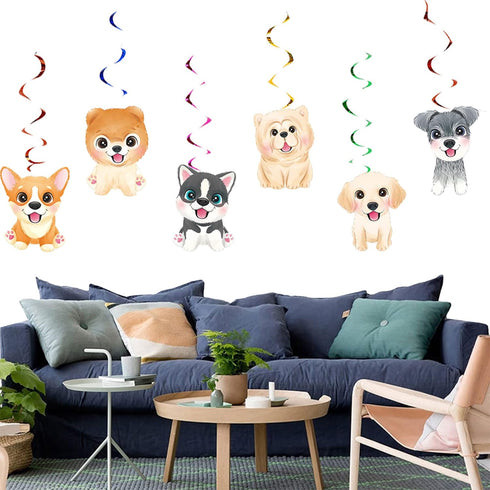 12 Pcs Dog Paw Prints Puppy Hanging Swirls Ceiling Streamers Decorations, for Dog Paw Prints Birthday Party Favors Supplies and Baby Shower Decora...