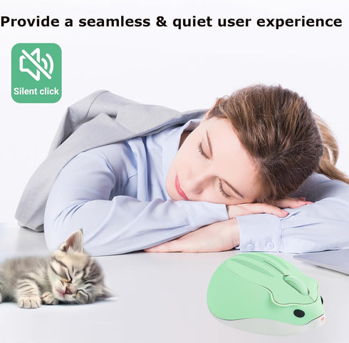 Wireless Mouse Cute Hamster Shape Silent Quiet Click Portable Mobile Fun Travel Optical 1200DPI USB Funny Cool Cordless Mice for PC Laptop Compute...