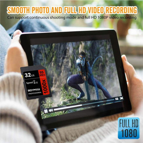 32GB Memory Card, BOYMXU Professional 1000 x Class 10 Card U3 Memory Card Compatible Computer Cameras and Camcorders, Camera Memory Card Up to 95M...