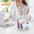 BEYGORM Acrylic Mail Holder, Clear Desk Organizer with Divider, Vertical Letter Sorter for Desktop, 5 Compartments Modern Office Home Envelope Org...