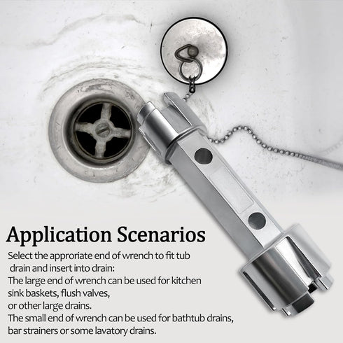 Tub Drain Remover Wrench, Heavy Duty Drain Wrench Aluminum Alloy Wrench for Install and Remove Most Bath and Shower Drains...