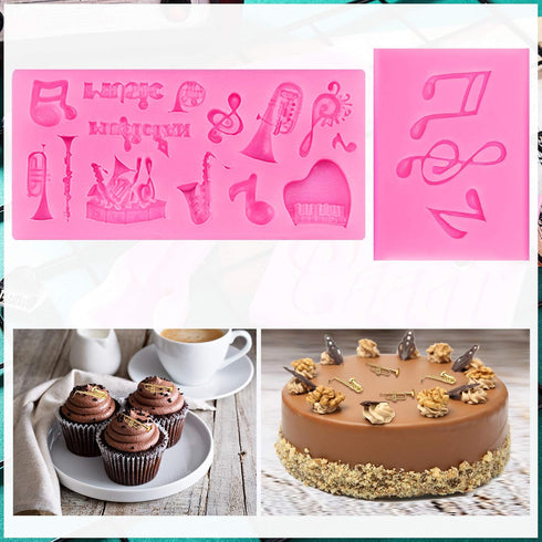 5 Pieces Music Note Fondant Mold Music Note Lace Mat Silicone Musical Candy Mold for Cake Decoration...