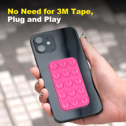 Double-Faced Silicone Suction Phone Case Adhesive Mount?Compatible with iPhone and Android Cellphone case (Chalk Pink)......