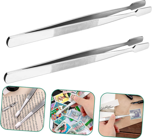 2pcs Stamps Tool Stamp Tweezers Stamp Collector Tweezers Philately Tweezers Philately Tool...