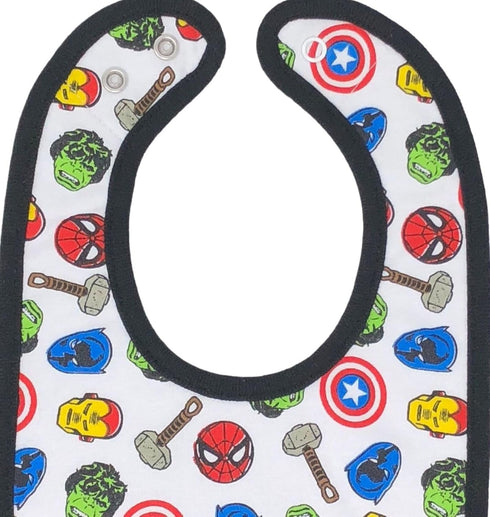Marvel Avengers Hulk Spider Man Thor Iron Man Captain America 6 Pack Bibs One Size...