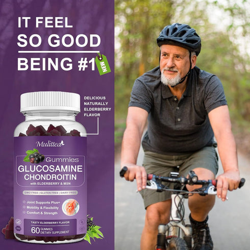 Glucosamine Chondroitin Gummies - Extra Strength Joint Support Supplement with MSM & Elderberry for Natural Joint, Antioxidant Immune Support for ...