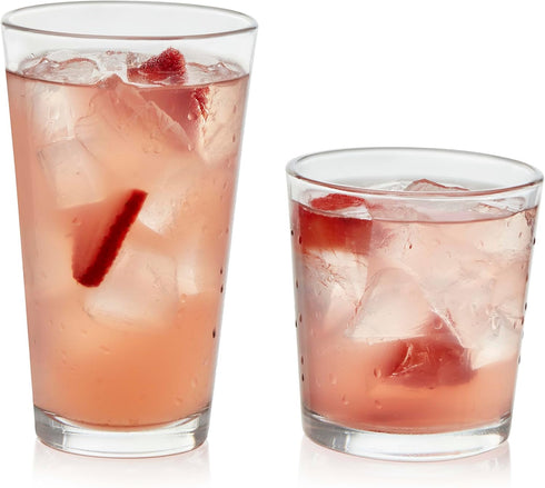 Libbey Flare Tumbler and Rocks Glasses Set, Stylish Lead-Free Drinking Glasses Set of 16, Versatile Dishwasher Safe Kitchen Glassware Set for Part...