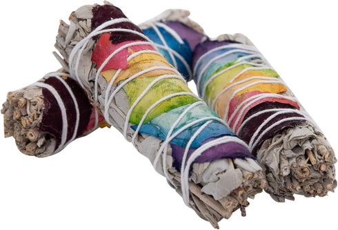White Sage Sticks with Chakra Rose Petals - Natural Incense Sticks for Spiritual Cleansing, Home Fragrance, Witchcraft Supplies - 4" Long Bundles ...
