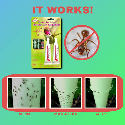 Nectar Fortress™ Natural Ant Repellent; Multi-Purpose Clear Gel Ant Guard for Hummingbird Feeders (Twin)...
