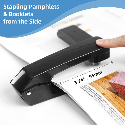 Deli/EZWORK Swing-Arm Swivel Stapler, 25 Sheets Capacity, 360 Degree Rotate Desk Staplers with 1000 Staples for Booklet or Book Binding, Black...