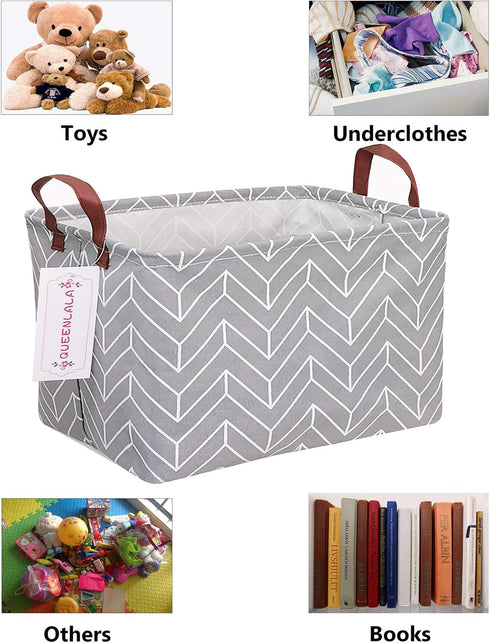 QUEENLALA Rectangular Laundry Hamper/Foldable Nursery Laundry Basket for Organizing/Storage Bin Baskets/Children Toy Office Bedroom/Toy Bin Closet...