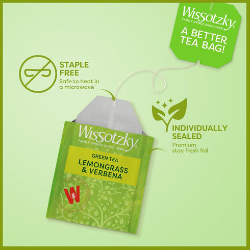 Wissotzky Lemongrass & Verbena Green Tea, 20 Tea Bags | Soothing Aroma | Antioxidant Rich | Refreshing Green Tea Bags...