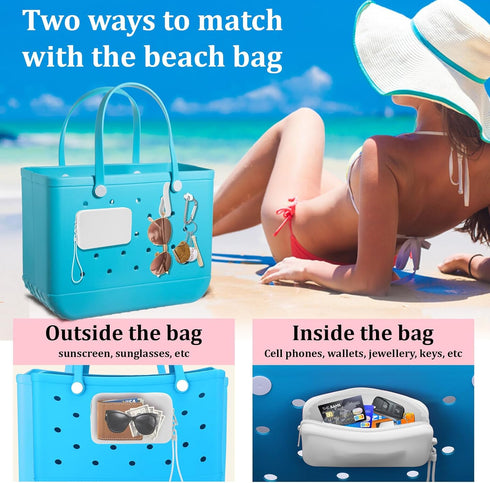Juome Silicone Phone Holder for Bogg Bag Accessories, Insert Wallet Charms for All Bogg Bags with 2Pcs Holder, Attachment for Bogg Beach Tote Bag ...