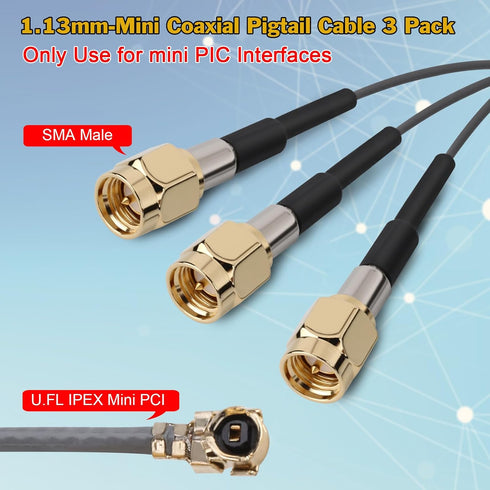 U.FL IPEX Cable 6inch 3Pack UFL IPX IPEX to SMA Male Extension Cable 1.13mm WiFi Pigtail Cable for Bluetooth Antenna WiFi & WiMax Network Card Min...