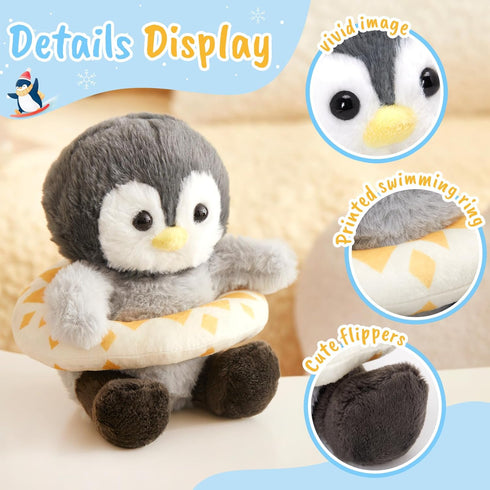 Houwsbaby 8" Cuddly Penguin Stuffed Animal,Penguin Plush Toy with Yellow Swimming Circle,Ideal Gift Toy Doll Holiday Birthday Christmas Children's...