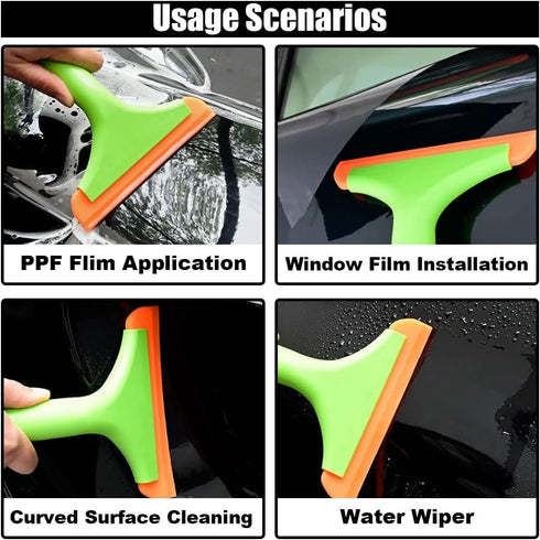 Car Flexible Silicone Squeegee, 5.9" Blade and 7.5" Long Handle Scraper, Auto Water Blade, Water Wiper for Car Window Windshield Mirror Bathroom G...