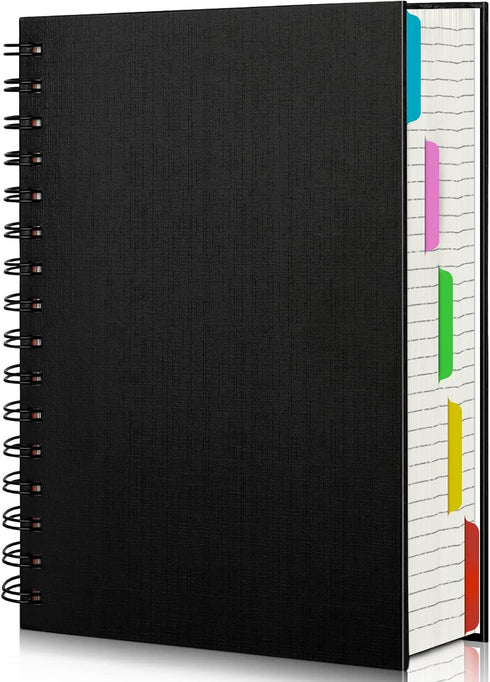 EUSOAR Notebook with Dividers, 1 Pack A5 5.5"x 8.3", 5 Subject, Hardcover College Ruled Paper 100gsm Thick, 120 Sheets/ 240 Pages, Notebooks & Wri...