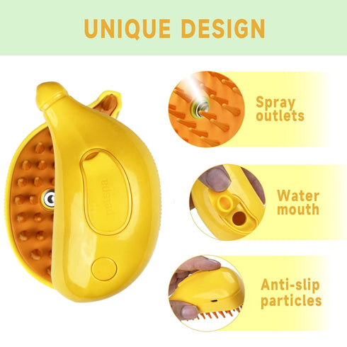 Cat Steam Brush, 3 in 1 Self Cleaning Steamy Cat Brush with Water, Steamer Brush for Cats Dogs Pets, Grooming Cat Hair Brush for Removing Tangled ...
