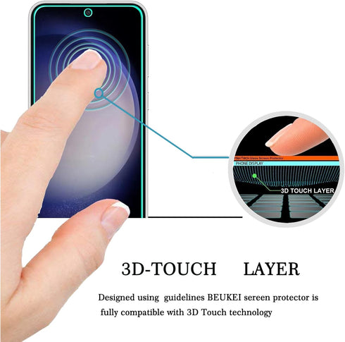 beukei (4 Pack) Compatible for Samsung Galaxy S23 FE 5G / Galaxy S23 FE (FE Model Only) Screen Protector Tempered Glass, Touch Sensitive,Case Frie...