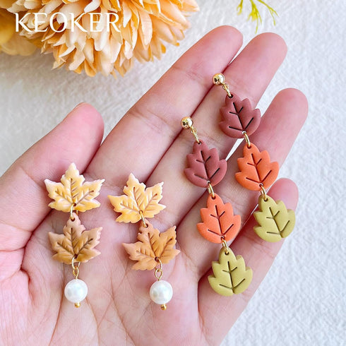 Keoker Fall Polymer Clay Cutters - Maple Leaf Clay Cutters for Earrings Making, 9 Shapes Autumn Clay Earrings Cutters, Clay Cutters for Polymer Cl...