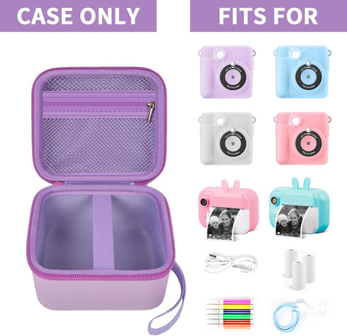 PAIYULE Kids Camera Case for Instant Cameras - Storage Holder Bag Compatible with Digital Video Cameras for Girls and Toddlers - Purple...