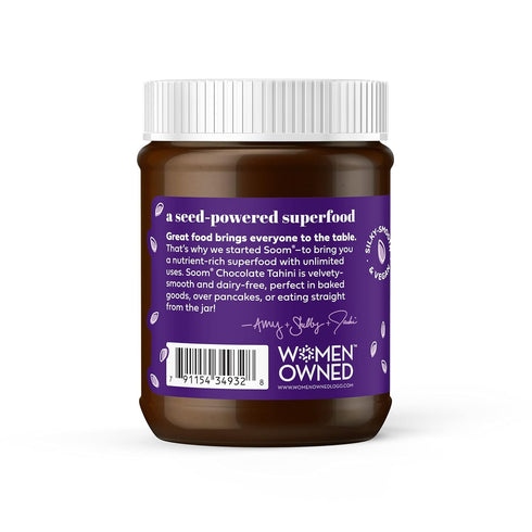 Soom Foods Chocolate Sesame Spread - 12oz (2 Pack) | Made with 3 Ingredients, Low Sugar, Dairy-Free, Nut-Free, Gluten-Free, Palm Oil-Free | 5g Pro...