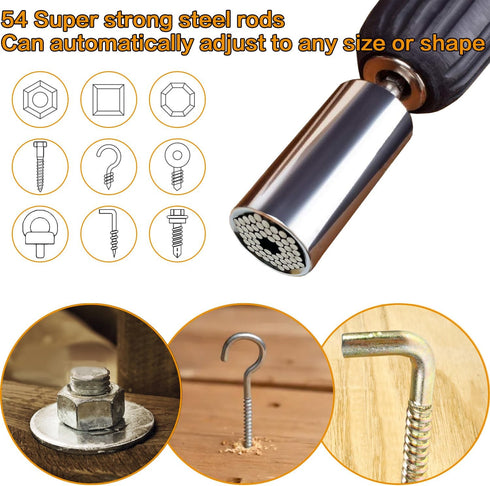 Jishi Universal Socket Tools Set w/Power Drill Adapter(7-19 MM), Fathers Day Dad Gifts from Daughter Son Wife, Birthday Gifts for Men Grandpa Husb...