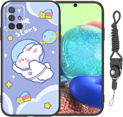 for Samsung Galaxy A71 5G Phone Case (2020) with Lanyard Strap Girls Women Anime Cute Design Soft Silicone Animation Cartoon Kawaii Cool Case Cove...