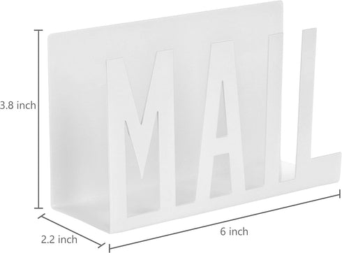 MyGift Modern White Metal Mail Holder Countertop Organizer with Cutout MAIL Lettering Design, Office Desktop Envelope and Document Storage Rack...