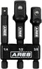 ARES 22022-3-Inch Impact Grade Socket Adapter Set - Turns Impact Drill Driver into High Speed Socket Driver - 1/4-Inch, 3/8-Inch, and 1/2-Inch Dri...