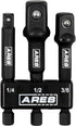 ARES 22022-3-Inch Impact Grade Socket Adapter Set - Turns Impact Drill Driver into High Speed Socket Driver - 1/4-Inch, 3/8-Inch, and 1/2-Inch Dri...