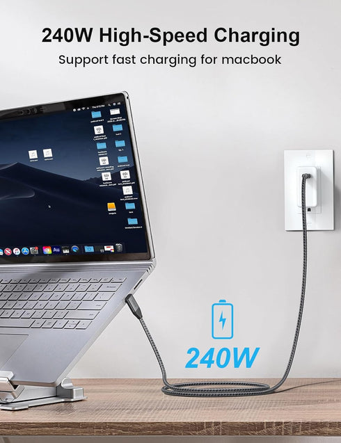 XAOSUN USB C Cable Short Right Angle, 240W USB C to USB C Cable 1.6ft, 90 Degree USB C 3.2 Cable 20Gbps Data 4K Video 240W Fast Charging Cord for ...