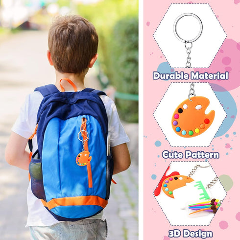 Tudomro Art Paint Party Favors Keychain Art Paint Splatter Palette Brush Keychain for Kids Artist Party Gift Supplies...