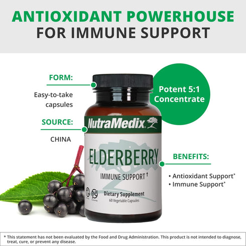 NutraMedix Elderberry Antioxidants Supplement Capsules 500mg - Elderberry Extract to Promote a Healthy Inflammatory Response, Daily Immune Support...