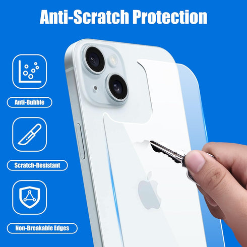 2 Pack Back Screen Protector for iPhone 15 Plus, Back Tempered Glass Protector, Anti-Scratch, Bare-Phone Touch Feeling for iPhone 15 Plus [6.7 inc...