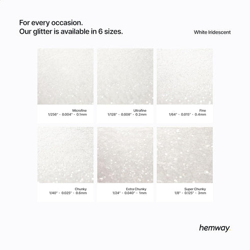 Hemway Premium Craft Glitter Shaker - White Iridescent | 130g Fine Metallic Flake Sequins for Resin & Epoxy Crafts | Craft Supplies for Tumblers, ...