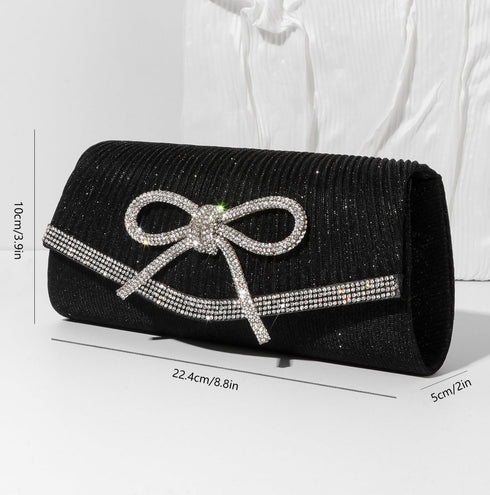 Bow Evening Clutch Women Sparkly Purse for Wedding Glitter Rhinestone Party Prom Purse Dressy Clutch Bags...
