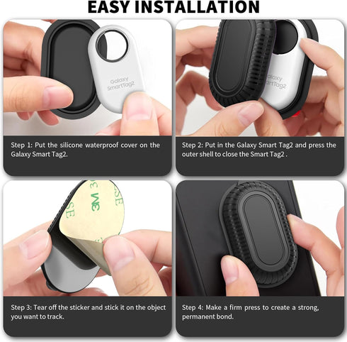 2 Pack Adhesive Case for Samsung Galaxy SmartTag2 with 3M Adhesive Sticker Hidden Full Protective Silicone Case Anti-Lost Scratch Resistant Protec...