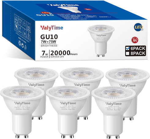GU10 LED Light Bulbs 7W Warm White 3000K,(50W -60W-75W Equivalent) GU10 Shape Halogen Replacement Bulb 38° 120V 650Lm Non-dimmable for Track Spot ...