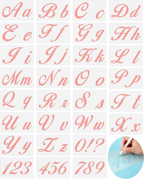 Tenare 30 Pcs Letter Stencil for Painting 4 x 7 Inch Alphabet Journal Stencil Reusable Plastic Letter and Number Stencil Font Template for Journal...