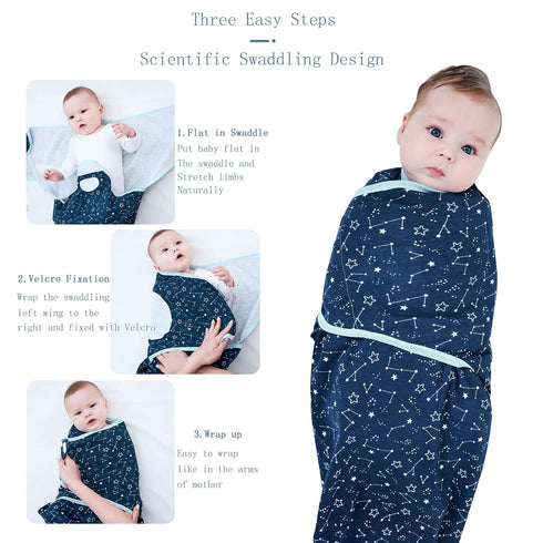insular Swaddle Blanket, Baby Swaddle Wrap for Newborn and Infant, Adjustable Swaddle Set for Boy and Girl, Soft Cotton Sleep Sack 3 Pack Small(0-...