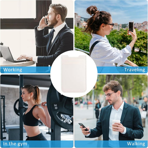 Phone Wallet Stick on,3Pack Phone Card Holder for Phone Case, Leather Credit Card Sticky Wallet Double Pocket Sticker Back of iPhone, Android, Sam...