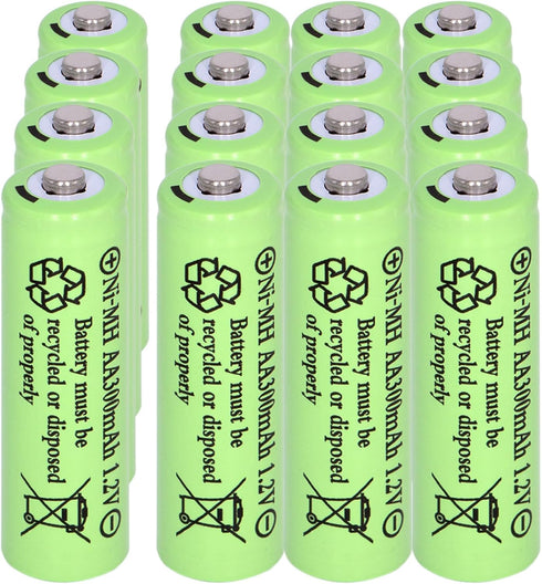 16 Packs1.2V AA 300mAh Solar Lights Batteries Ni-MH Rechargeable Double A Battery for Outdoor Solar Lights, String Lights, Pathway Lights...