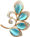 Navachi 18k Gold Plated Opal Leaves Crystal Branches Brooch Pins...