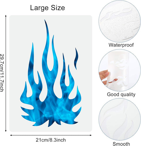 5 Sheets Flame Stencil Airbrush Flame Fire Stencil Fire Reusable Templates Painting Decor Template for Arts Window Wall Crafts Painting Decoration...