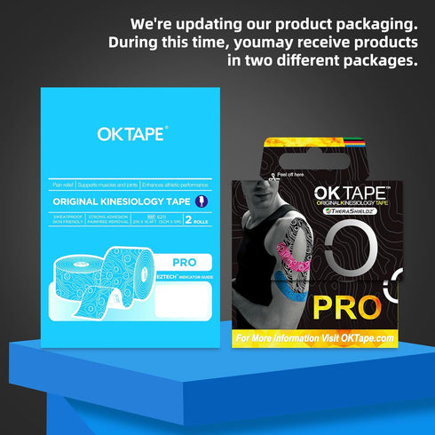 OK TAPE Uncut Kinesiology Tape Roll, Pro Adhesive & Water-Resistant k Tape, for Pain Relief, Muscle Support, Versatile Kinetic Tape, 2" x 16.4'-Pi...