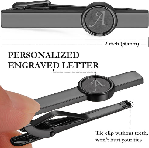 AMITER 3pcs Tie Clips with Initial A-Z, Skinny Tie Bar for Mens Regular Neckties...
