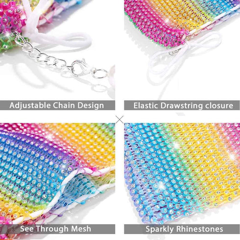 Yokawe Mini Rhinestone Purses for Women Evening Handbags Sparkly Mesh Cell Phone Wallet for Vacation Club Party Wedding...